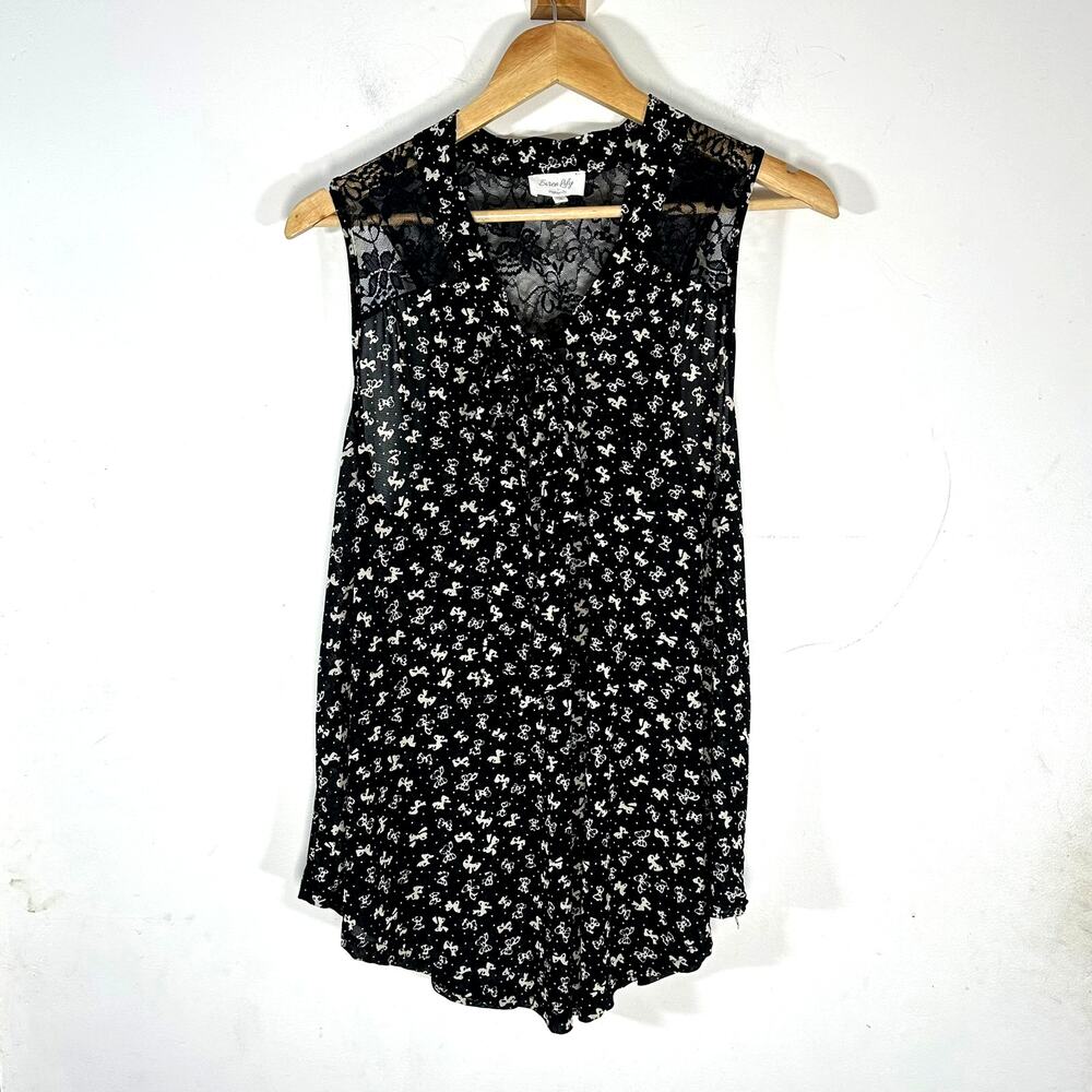 SIREN LILY Black Floral sheer lace swing materity tank top Womans XL
